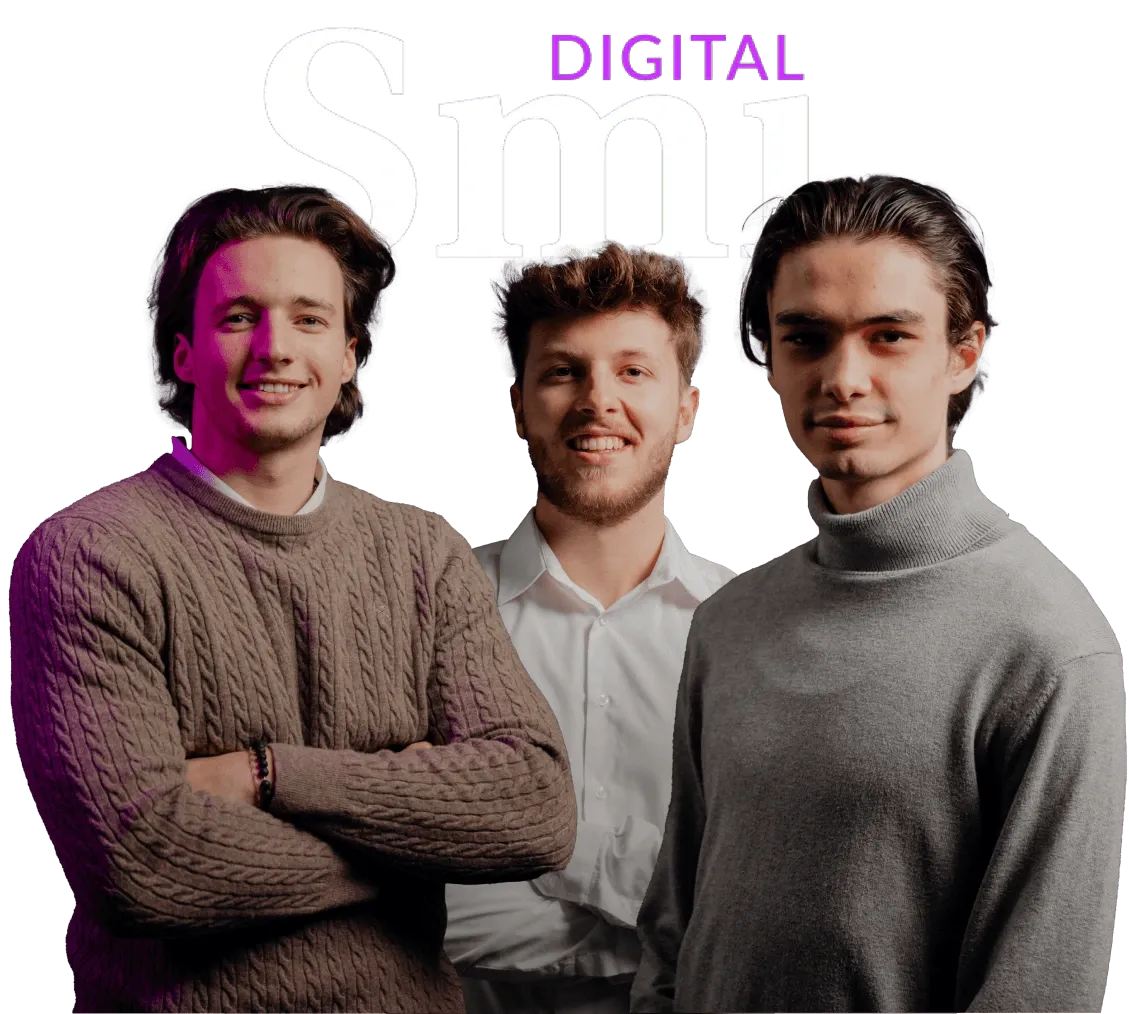 All three Co-Founders standing next to each other below the SMI - Digital Logo
