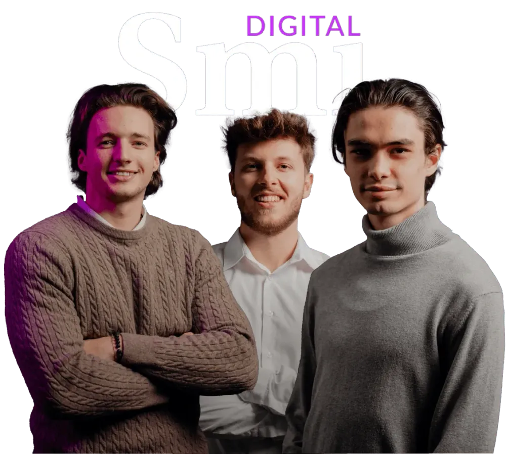 All three Co-Founders standing next to each other below the SMI - Digital Logo